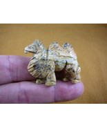 (Y-CAM-563) little tan CAMEL camels gemstone STONE carving FIGURINE drom... - $261.40 MXN