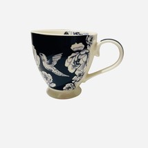 The English Mug Co. Tea Cup Floral Hummingbird Fine China Footed Blue White - $14.85
