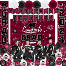 Graduation Party Decorations Maroon Class of 2024 Graduation Party Supplies Incl - £30.10 GBP