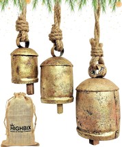 Highbix Set Of 3 Harmony Cow Bells Vintage Handmade Rustic Lucky Christmas - £28.43 GBP