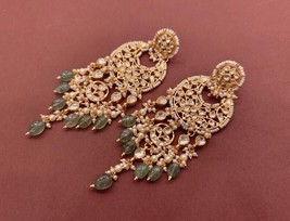 VeroniQ Trends-Mughal Style  Long Chandbali Earring&#39;s in Handmade Kundan  - £118.51 GBP