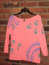 Hand Painted Abstract Art Raw Edge Off the Shoulder French Terry Top Size S - $29.75
