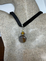 vintage Brown Agate Choker pendant necklace - £67.62 GBP