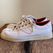 Vintage Tretorn Leather Sneakers White Red Size 9 - $36.17