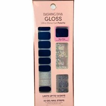 NEW Dashing Diva Gloss Matte Gel Nail Strips Blue Silver Glitter Clear Swirl - £10.85 GBP