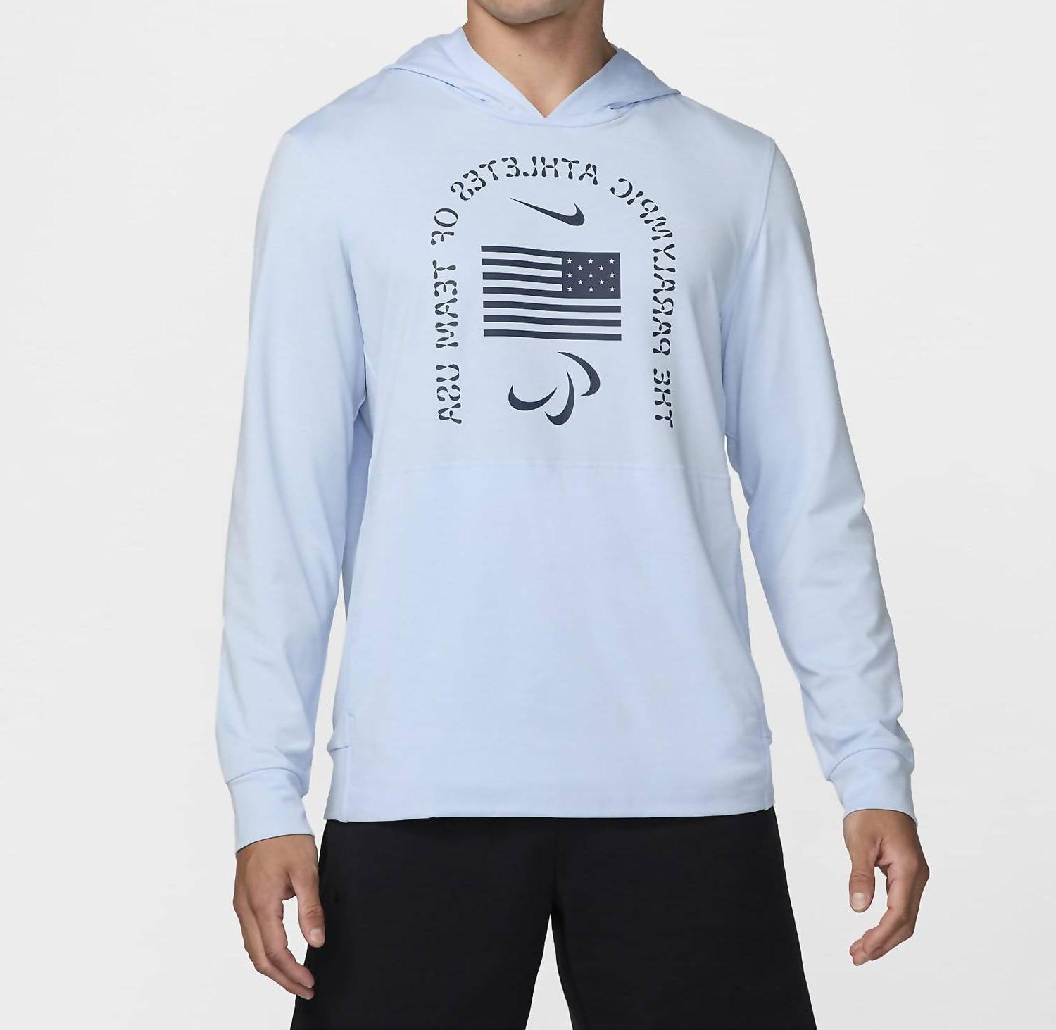Nike Men&#39;s Restore Dri Fit Yoga Lightweight Hoodie Light Blue - $88.00