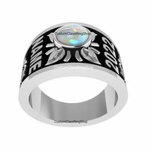 Round Cut Opal Class Ring jewelry for woman silver 925, bezel setting - £120.40 GBP