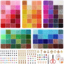 Glass Seed Beads for Jewelry Making, 36000Pcs 120 Colors 3Mm Little Beads with A - £28.44 GBP