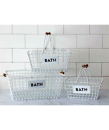 Bath Storage Baskets in white metal - Set 3 - £48.10 GBP