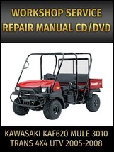 Kawasaki KAF620 Mule 3010 Trans 4x4 UTV Service Manual 2005 2006 2007 2008 on CD - £16.34 GBP