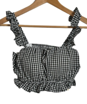 Women’s Gingham Black and White Shirt Size Small Sleeveless Crop Shirt Top - £11.83 GBP