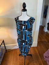 Banana Republic Sleeveless Blue Black &amp; White Dress Sz M - €17,35 EUR