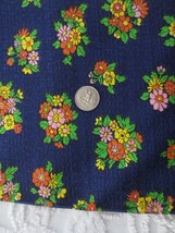 3533. 4 Vtg Woven MULTI-COLOR On Navy Floral Cotton FABRIC--44&quot; X 15-18-25 &amp; 35&quot; - £15.71 GBP
