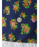 3533. 4 VTG Woven MULTI-COLOR on NAVY FLORAL Cotton FABRIC--44&quot; x 15-18-... - £15.75 GBP