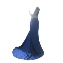 Kivary Women&#39;s Low Back Mermaid Crystals Beading Sequins Bateau Long Formal Prom - £110.76 GBP