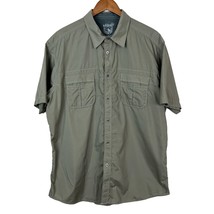 Kuhl Eluxur Shirt Mens XL Green Stripe Short Sleeve Button Up Lightweight Flaws - £15.71 GBP