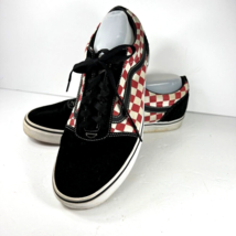 Rare Vans 11.5 Mens Off The Wall Red White Checkerboard Black Suede Skate Shoes - £79.92 GBP