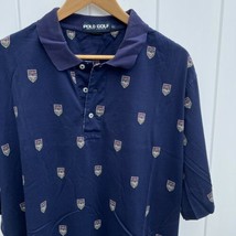 VTG 90s Polo Ralph Lauren Shield Logo All over Print Golf Shirt XL Singl... - £17.80 GBP