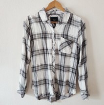 Rails Hunter White Black Gray Plaid Print Long Sleeve Button Down Flannel Size S - £27.56 GBP