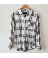 Rails Hunter White Black Gray Plaid Print Long Sleeve Button Down Flanne... - $644.26 MXN