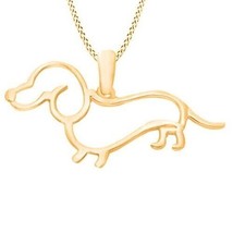 14K Yellow Gold Plated Dachshund Dog Pendant Chain Women Jewelry Mother&#39;s Day - £42.95 GBP