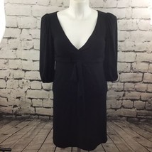 Bisou Bisou Womens Sz 8 Dress Black V-Neck Stretch Tie Front - £12.81 GBP