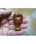 Y-ANG-700) 2&quot; orange Goldstone Guardian Angel GEMSTONE stone carving lov... - £11.02 GBP