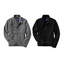 NWT Old Navy Black Wool Blend Zip Men Jacket Winter Coat Standing Colar ... - $79.99