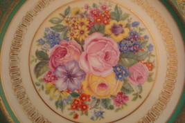 ROSENTHAL Platter, made in Germany - c1920s, 11&quot; diameter, flowers, green &amp; gold - £27.69 GBP