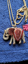 New Betsey Johnson Necklace Elephant Pinkinsh Rhinestone Africa Collectible Nice - £11.98 GBP
