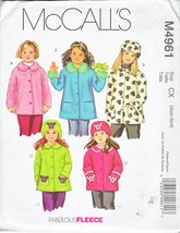 McCall&#39;s Patterns M4961 Children&#39;s/Girls&#39; Unlined Coats and Hats, Size C... - $15.99