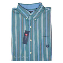 NWT CHAPS by Ralph Lauren Green Stripes Easy Care Long Sleeve Men&#39;s Shir... - £31.45 GBP