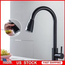 Matte Black Swivel Kitchen Sink Faucet Pull Out Sprayer Single Handle Mi... - $56.99