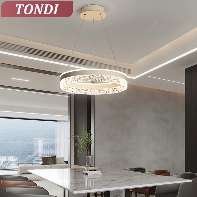 Nordic Creative Modern LED Chandelier Ceiling Dimmable Round Chandelier ... - $110.02+