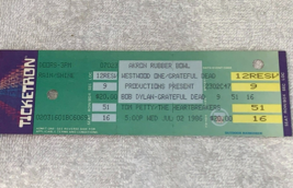 The Grateful Dead Bob Dylan Tom Petty 1986 Unused Concert Ticket Jerry Garcia - $34.99