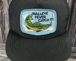 Vintage Walley Fever Catch It Patch Blue Snapback Trucker Hat  - £11.46 GBP