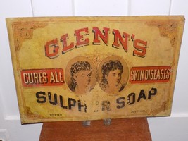 Vintage 1871 Glenn’s Sulpher Soap Advertising Metal Sign - $9,024.52 MXN