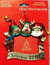 Christmas Tree Ornament 2016 Snowman Deer Santa Claus Photo Picture Frame NEW - £13.06 GBP