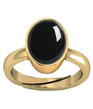 Certified 10.00 Ratti / 9.00 Carat Natural Black Onyx Chalcedony Adjustable Ring - £23.28 GBP