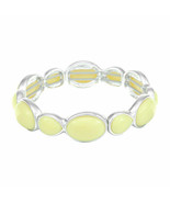 Liz Claiborne Stretch Bracelet Yellow Oval &amp; Teardrop W Silver Tone Meta... - $25.48 CAD