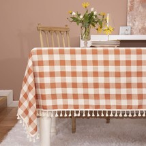 Rustic Gingham Tablecloth Cotton Buffalo Plaid Table Cloth for Fall Thanksgiving - £44.48 GBP