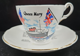 Regency Queen Mary Cup &amp; Saucer Set Vintage Long Beach CA Ship Souvenir ... - £29.24 GBP