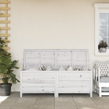 vidaXL Patio Storage Box White 59.1&quot;x19.7&quot;x22.2&quot; Solid Wood Fir - £171.06 GBP