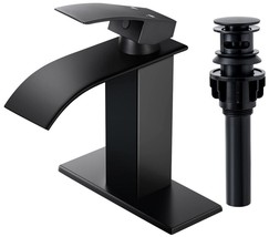 Waterfall Bathroom Faucet, Matte Black Modern Single Handle Bathroom Fau... - $119.97