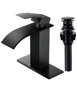 Waterfall Bathroom Faucet, Matte Black Modern Single Handle Bathroom Fau... - $119.97