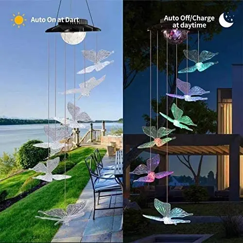 Solar Wind Chime Upgraded Hummingbird Wind Chimes Color Changing Outdoor Indoor  - £78.82 GBP