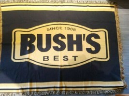 Bush&#39;s Best Since 1908 Bean Co Promo Blanket Throw 72&quot; x 84&quot; Blue Gold C... - £26.74 GBP