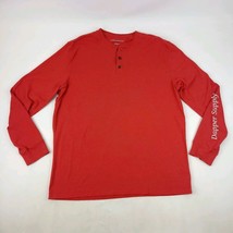 Saddlebred Mens Large Orange Flex Carbon Long Sleeve Pullover Henley Shirt - $15.83