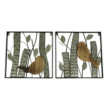 Rustic Birds and Branches 2 Piece Wood and Metal Wall Sculpture Set - £31.64 GBP