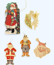 VTG Merrimack Christmas Ornaments Die Cut Cardboard Victorian 5 Ornaments Read - £15.42 GBP